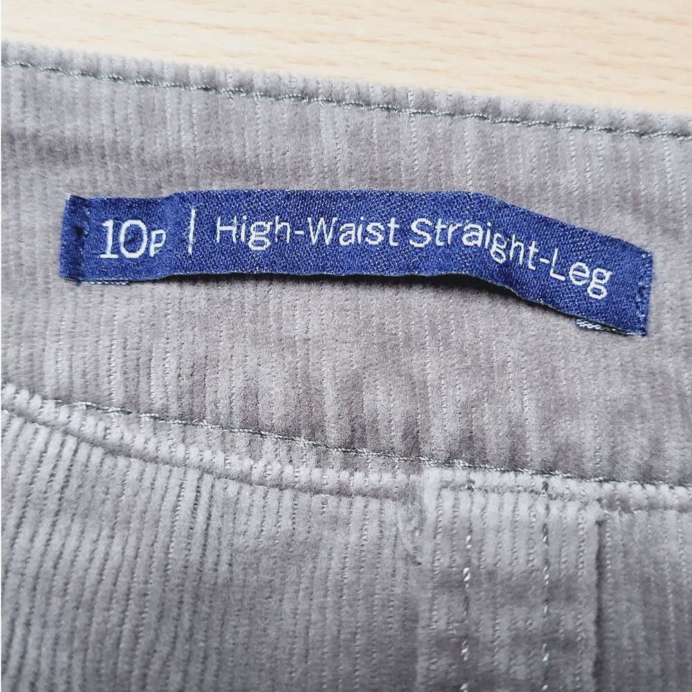 Talbots High Waist Straight Leg Gray Pinwale Corduroy Pants Size 10P - Picture 8 of 10